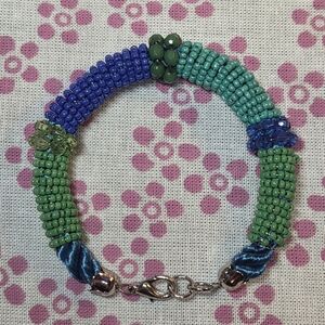 Blue And Green Beaded Bracelet